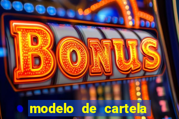 modelo de cartela para bingo